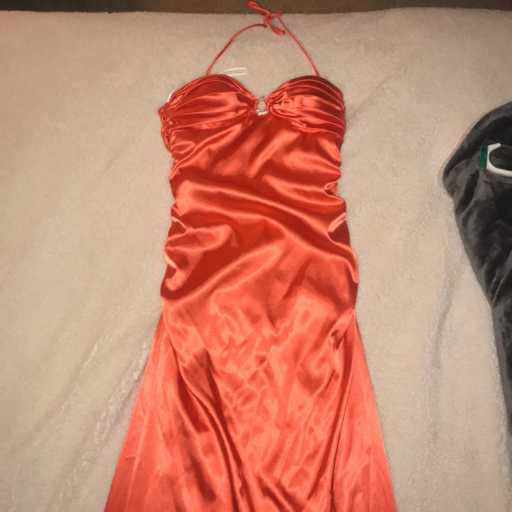 Long orange formal gown